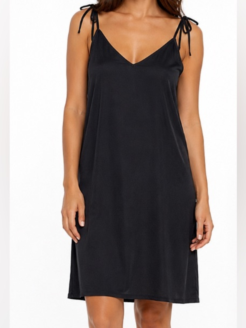 Miss to Mrs • Black • Tie-Shoulder • V-Neck Slip • Size Medium